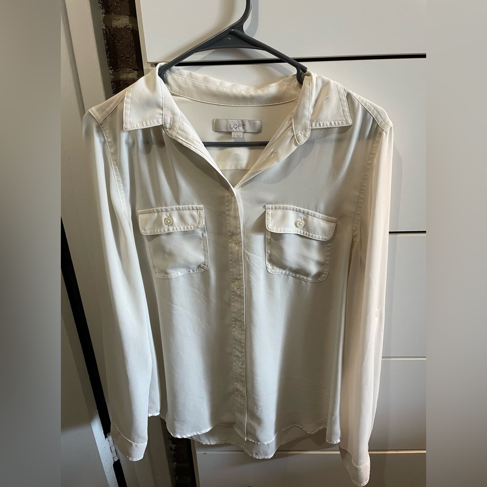 Loft white button up blouse